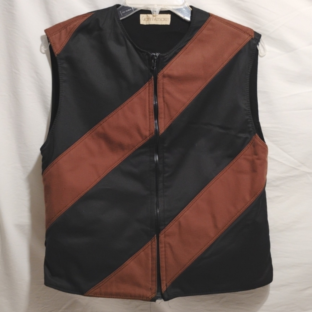 (X-62) RARE! Authentic Gianni Versace Full Zip Soft Black/Brown Vest XS/6